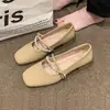 Zapatos Mary Jane estilo francés para mujer, moda otoño 2026 nuevos zapatos planos de suela suave con perlas, zapatos de un solo color poco profundos ligeros antideslizantes