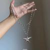 Collar con Colgante de Estrella de Mar Plateada de Doble Capa Estilo Dulce y Fresco Cadena Larga para Suéter Gargantilla Estilo Chica Caliente Y2K Accesorios para Mujeres