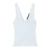Comercio Exterior Transfronterizo 2026 Nuevo Primavera y Verano Color Sólido Estilo Simple Tres Colores Cuello en V Canalé Camisola Top 3253336