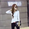 2025 Nueva Camiseta de Manga Larga para Mujer Blanco y Negro Primavera Otoño para Mujer Camiseta para Mujer Delgada de Seda de Leche Camiseta Interior Ebay