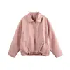 Chaqueta de Motociclista con Cremallera Retro Americana Chaqueta de Cuero Pu Chaqueta Bomber de Gamuza de Moda para Hombre
