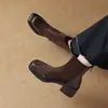 Botas Martin Cuadradas Adelgazantes Botines Cortos para Mujer Otoño e Invierno 2024 Tacón Grueso Cómodos Suela Gruesa Costura Elástico Botas Individuales Botines Delgados para Mujer