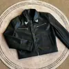 Chaqueta de cuero bordada estilo retro americano para hombre, nuevo modelo primavera/otoño, chaqueta corta de cuero texturizada de alta calidad