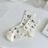 Calcetines blancos para mujer estilo coreano de media pantorrilla ins modernos para chica JK estilo japonés lindo perrito de dibujos animados calcetines de estudiante calcetines de algodón