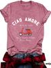 Estación Independiente Transfronteriza Verano Europeo y Americano CIAO AMORE Equipo de Motociclistas Suéter de Cuello Redondo Manga Corta ebay Camiseta para Mujer