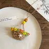 Trenza de Paja~Collar de Sombrero de Paja Tejido Hecho a Mano Estilo Japonés para Mujer, Cadena Única Versátil para Clavícula, Accesorio Largo para Vacaciones