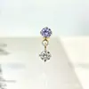Pendientes Colgantes Pequeños Redondos de Circonita de Aleación de Titanio F-136 Pendientes de Labio de Titanio G23 con Rosca Interna Joyería para Piercing