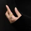 Anillo Abierto Original Thing in the Rain Flor de Plata Esterlina con Flores de Cristal Blanco Natural, Estilo Literario Hermoso y Fresco