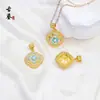 Pingente de Flor de Esmalte Cloisonné Pérola Estilo Chinês Acessórios para Pulseira Colar DIY Pingente de Ouro 18K Atacado
