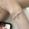Doce Pulseira de Amor com Laço para Mulheres, Fashion, Versátil e Estilosa, Nova Pulseira de Pérolas, Joia de Mão Criativa