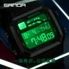 Sanda Transmisión en Vivo Reloj Deportivo Cuadrado Simple para Estudiantes de Venta Caliente Moda Multifuncional Impermeable Alarma Reloj Electrónico de Pantalla Única