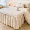 Faldón de Cama de Gasa de Doble Capa Engrosado Pieza Única Universal para Todas las Estaciones No es Sábana de Cama 100% Algodón Puro con Dobladillo Fruncido Cubierta Inferior fea Cubierta de Faldón de Cama