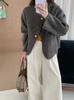 [Mismo Estilo que la Bloguera] Nuevo Abrigo de Cachemira Doble Faz para Mujer Otoño e Invierno 2026, Abrigo de Lana Holgado Sencillo Estilo Coreano