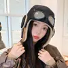 Gorro de Terciopelo Cálido Estilo Coreano para Mujer Otoño e Invierno, Gafas, Gorro de Aviador, Gorro Lei Feng a Prueba de Viento para Ciclismo al Aire Libre con Protección para los Oídos