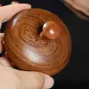 Peine Masajeador de Sándalo Dorado, Peine para Meridianos de la Cabeza, Tapa de Olla, Peine para Uñas, Peine de Sándalo de Dientes Gruesos, Peine Redondo, Peine para el Cuidado del Cabello y la Salud
