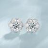 Pendientes Redondos Cuadrados de Venta Caliente en Xiaohongshu para Mujer Estilo Ins Corazón Circonita Pendientes de Seis Garras Pendientes de Copo de Nieve