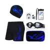 Adecuado para Bañador tipo Boxer para Hombre, Set de Gafas de Natación, Shorts de Playa, Elástico, Cómodo, Secado Rápido, Gorro de Natación Transpirable, Natación para Adultos