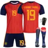 Camisa Titular da Copa do Mundo de 2026 da Espanha Número 19 Yamal, Número 17 Williams, Número 20 Pedri Conjunto de Uniforme de Futebol