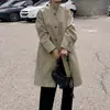 Gabardina casual larga para mujer LICKYSE, colaboración de diseñador, color-blocking, holgada y versátil para uso casual