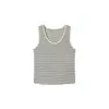 Camiseta sin mangas de acetato, lino y lyocell para mujer, primavera/verano, diseño de línea media, camisola de Tencel, corte holgado, versátil camiseta base a rayas