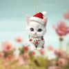 Navidad Nuevo Acrílico Lindo Gatito Decoración Festiva Colgante Transfronterizo Colgante Plano para Coche Colgante de Fiesta