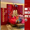 Decoración y Arreglo de Habitación de Boda, Cortinas de Estilo Chino Nuevo, Decoraciones de Cabecera Temáticas de Boda, Pared de Fondo de Cabecera de Dormitorio de Boda