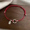 Tobillera con Hebilla de Paz Cuerda Trenzada 2026 Modelo Nuevo Hilo Rojo Tejida a Mano Cadena para el Pie Tobillera