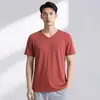 Camiseta Masculina de Manga Curta em Modal, Modelagem Justa, Top Tendência com Decote V, Antibacteriana, Antiácaro, Seda de Gelo, Sensação Refrescante, Camiseta de Manga Meia-Manga de Secagem Rápida