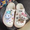 Boneca de pelúcia tridimensional coelho urso cordeiro desenho animado buraco sapatos fivela decorativa sapato flor criativo doces acessórios