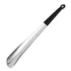 30cm Negro Goma Suave Acero Inoxidable Calzador para Personas Mayores y Mujeres Embarazadas Sin Agacharse y Pedir Ayuda, Tirador de Zapatos Recubierto de Plástico