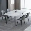 Conjunto moderno minimalista de mesa de jantar e cadeiras em rocha sinterizada, adequado para apartamentos pequenos, mesa de jantar retangular, mesa de jantar de luxo leve, conjunto completo de móveis