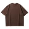Camiseta Americana de Algodón Pesado de 320g de Manga Corta para Hombre y Mujer Verano Color Sólido Gruesa Interior Cuello Pequeño Hilo Doble Camiseta Base