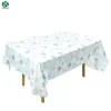 Mantel Desechable Engrosado Rectangular Base Roja Copo de Nieve Fiesta de Navidad Plástico Impermeable a Prueba de Aceite Decoración de Festival