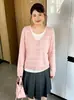 Blusa listrada de gola redonda para mulheres plus size, estilo outono 2026, suéter de tricô casual solto para mulheres plus size