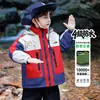 Chamarra 3 en 1 de resorte y otoño para niños de Ultraman para niños, engrosada con acolchado guateado, a prueba de viento, impermeable y con capucha