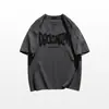 Camiseta de Algodón Pesado Manga Corta Color Borgoña para Hombre Verano 2025 Nueva Camiseta Americana High Street Holgada Casual