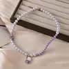 Colar de Pérolas Coloridas Shijia Ni Ni Mesmo Estilo Aurora Branco Australiano Cânhamo Real Corrente para Clavícula Maillard Exquisito e Leve Luxo