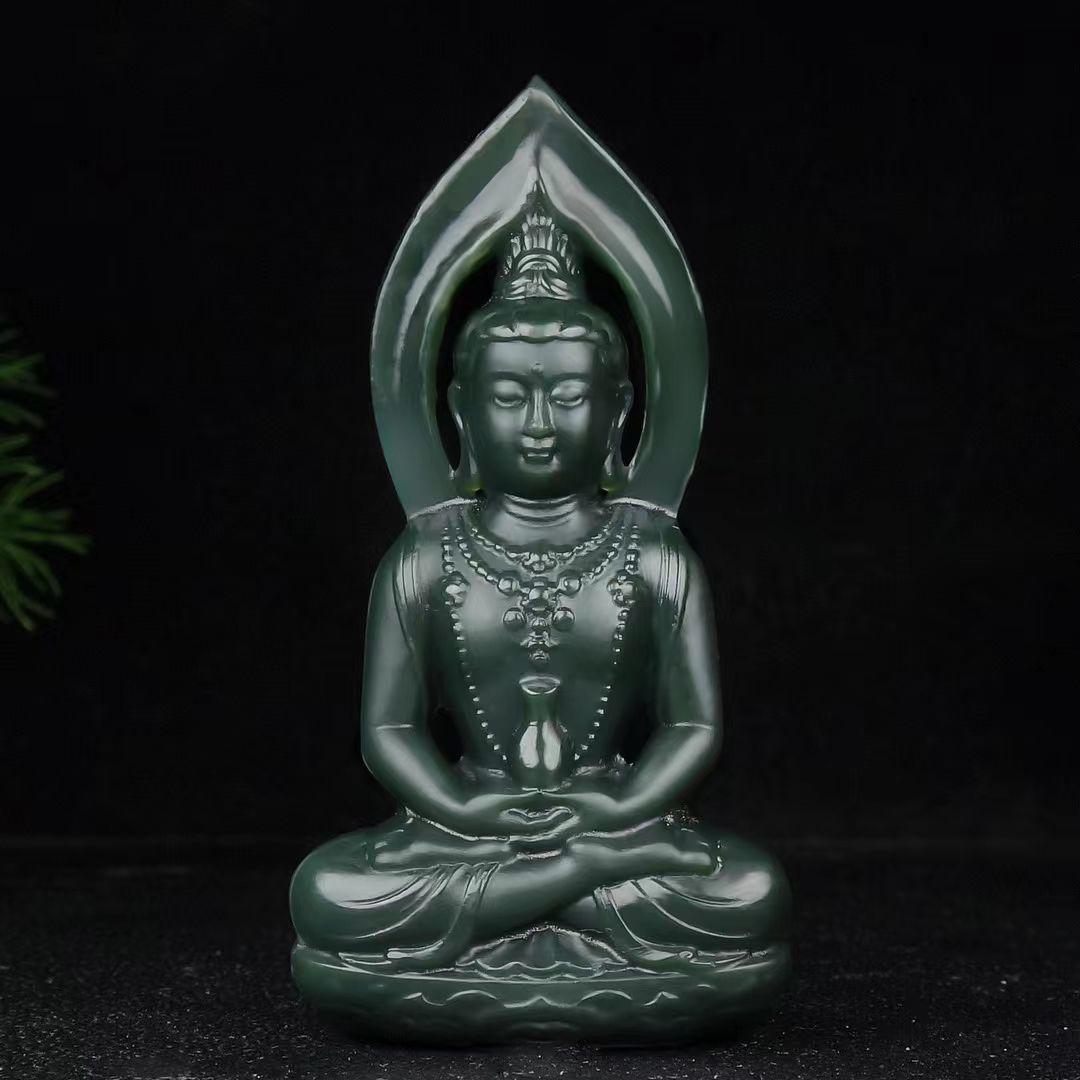 智贝详情图_3阿里一元拍卖新疆和田玉观音踏青细料玉坠挂件立体