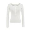 Camiseta de Tricô Slim com Gola Redonda Henry Manga Longa Feminina Outono Camiseta Interna Cashmere Elástica Camiseta Base Top