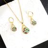 Nuevo collar de oro arena, pendientes de lujo ligeros con cierre redondo de diamantes, joyería transfronteriza sencilla y de alta gama para mujer, venta al por mayor