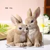 Enfeites de Coelho Artificial de Resina Transfronteiriços, Fofos Enfeites de Resina de Coelho Família para Casa, Enfeites Decorativos de Páscoa