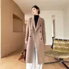 Outono e Inverno 2025 Casaco Elegante Dupla Face 100% Lã Pura Feminino Longo Acinturado Solto Coreano Slim