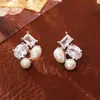 Brincos de Pérola de Água Doce Naturais com Zircônia Super Brilhantes Moda Luxo Leve Sentido de Alto Padrão Brincos Delicados Diários Versáteis
