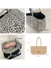 Bolso de Hombro de Doble Cara con Estampado de Leopardo Estilo Coreano para Estudiantes Escolares Bolsa de Lona Lazy Sail Bolsa de Compras de Gran Capacidad Bolsa para el Trabajo