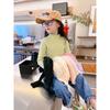 [en stock] suéter para niña invierno nuevo bebé estilo occidental camisa básica suéter de encaje de cuello redondo para niños