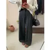 Calça Banana Larga Cinza Escuro Nova para Outono e Inverno, Calça de Arroz Glutinoso, Tamanho Grande, Cintura Alta, Forrada com Fleece, Solta, Reta, Estilo Foice para Mulheres