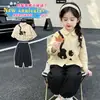 Conjunto de pantalones de lunares de gato negro estilo coreano para niñas, nuevo conjunto de moda de dos piezas para primavera y otoño 2026 para niñas pequeñas