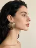 Pendientes Redondos Plisados Estilo Chica Popular Transfronteriza con Estampado de Leopardo, Pendientes Nuevos de Nicho para Caras Pequeñas, Venta Directa del Fabricante