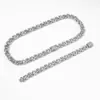 Bestseller transfronterizo de hip-hop europeo y americano: Collar de cadena de caramelo de hielo de diamante completo de 10 mm con circón cuadrado y tres efectos opcionales