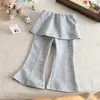 Pantalones Acampanados Dos en Uno para Niña Otoño 2026, Pantalones Largos Versátiles Casuales Estilo Coreano Primavera y Otoño, Pantalones de Campana para Bebé Niña